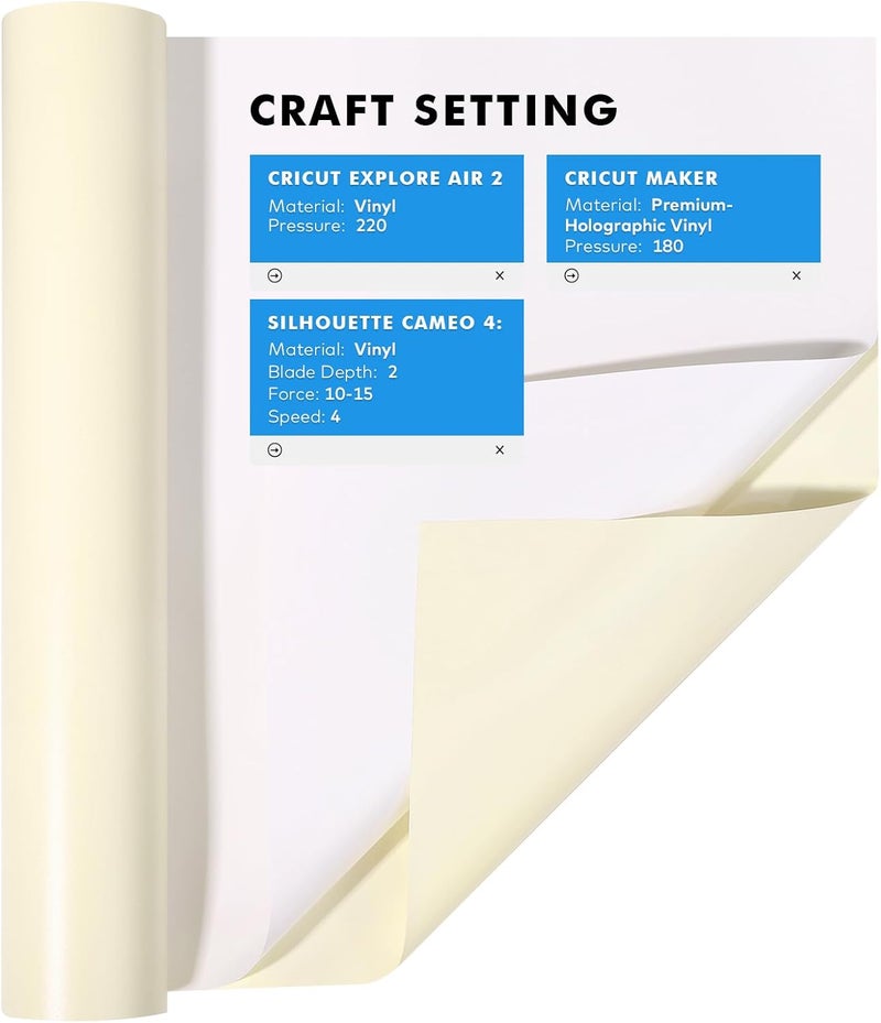 Gatichetta Self Adhesive Vinyl Craft Permanent Vinyl Roll 12" x 10ft for Vinyl Cutter,for Party/Holiday Stickers/DIY Decals, Matte Ivory White - Image 2